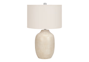 Monarch Specialties Lighting, 26"H, Table Lamp, Cream Ceramic, Ivory / Cream Shade, Contemporary Cream,Ivory,Silver, Ivory,Silver Ceramic,Metal I 9704
