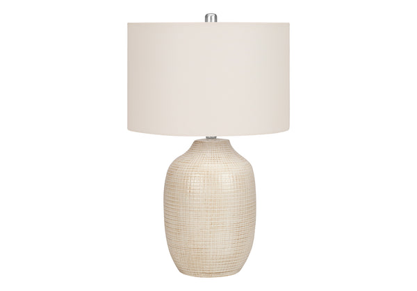 Monarch Specialties Lighting, 26"H, Table Lamp, Cream Ceramic, Ivory / Cream Shade, Contemporary Cream,Ivory,Silver, Ivory,Silver Ceramic,Metal I 9704