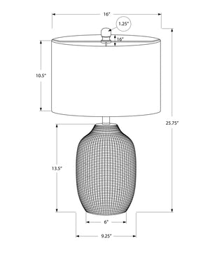 Monarch Specialties Lighting, 26"H, Table Lamp, Black Ceramic, Ivory / Cream Shade, Contemporary Black,Ivory,Silver, Ivory,Silver Ceramic,Metal I 9705