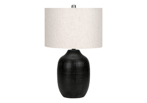 Monarch Specialties Lighting, 26"H, Table Lamp, Black Ceramic, Ivory / Cream Shade, Contemporary Black,Ivory,Silver, Ivory,Silver Ceramic,Metal I 9705