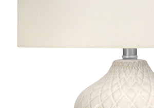 Monarch Specialties Lighting, 25"H, Table Lamp, Cream Ceramic, Ivory / Cream Shade, Transitional Cream,Ivory,Silver, Ivory,Silver Ceramic,Metal I 9707