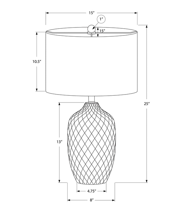 Monarch Specialties Lighting, 25"H, Table Lamp, Cream Ceramic, Ivory / Cream Shade, Transitional Cream,Ivory,Silver, Ivory,Silver Ceramic,Metal I 9707