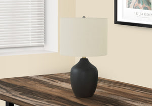 Monarch Specialties Lighting, 22"H, Table Lamp, Black Ceramic, Ivory / Cream Shade, Transitional Black,Ivory, Ivory Ceramic,Metal I 9708