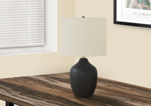 Monarch Specialties Lighting, 22"H, Table Lamp, Black Ceramic, Ivory / Cream Shade, Transitional Black,Ivory, Ivory Ceramic,Metal I 9708