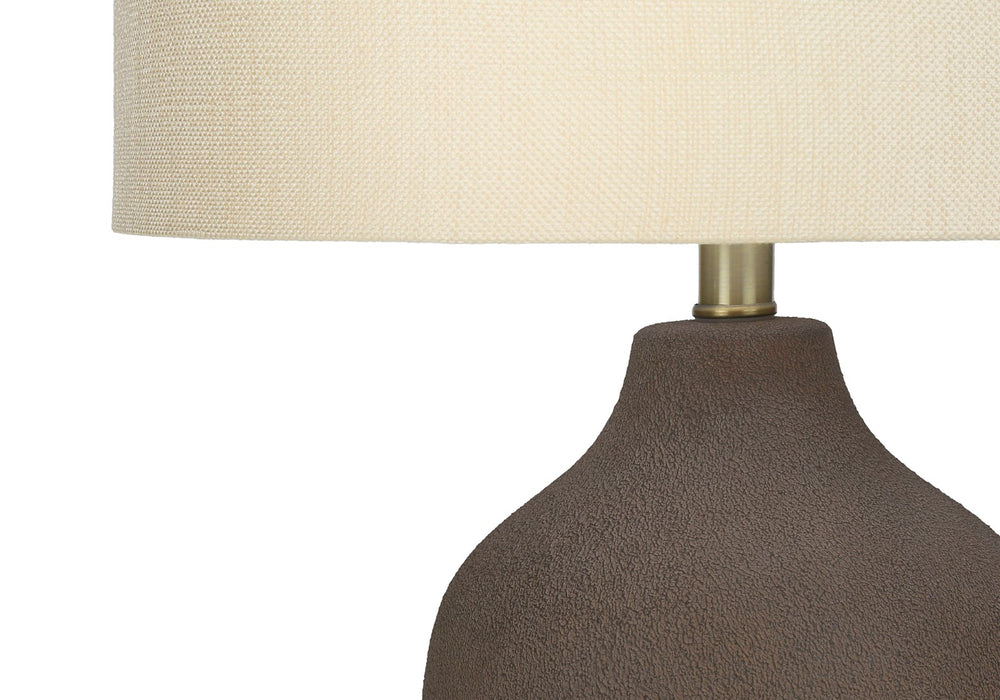 Monarch Specialties Lighting, 27"H, Table Lamp, Grey Ceramic, Beige Shade, Contemporary Grey,Beige, Beige Ceramic,Metal I 9709