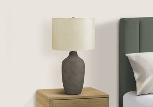 Monarch Specialties Lighting, 27"H, Table Lamp, Grey Ceramic, Beige Shade, Contemporary Grey,Beige, Beige Ceramic,Metal I 9709