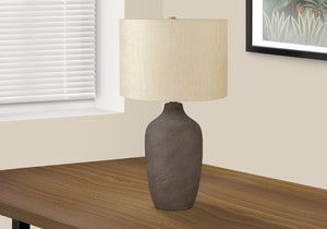 Monarch Specialties Lighting, 27"H, Table Lamp, Grey Ceramic, Beige Shade, Contemporary Grey,Beige, Beige Ceramic,Metal I 9709