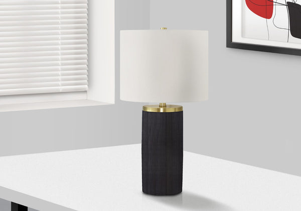 Monarch Specialties Lighting, 24"H, Table Lamp, Black Concrete, Ivory / Cream Shade, Modern Black,Ivory, Ivory Concrete,Metal I 9710