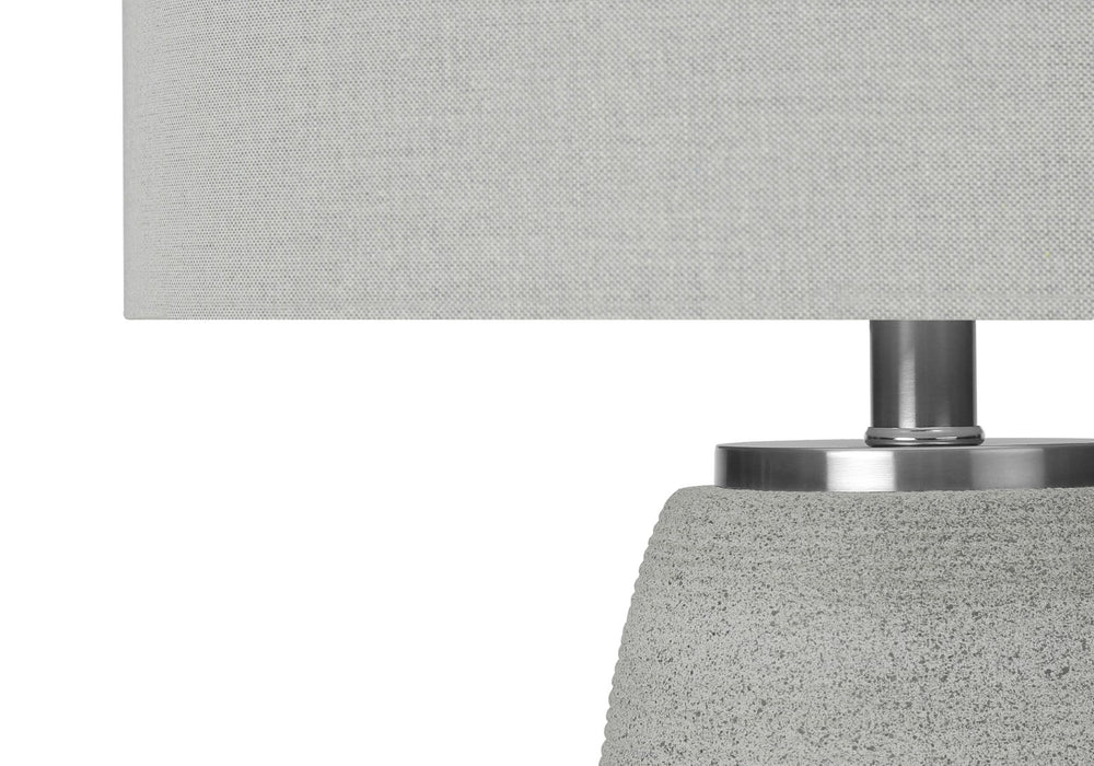Monarch Specialties Lighting, 25"H, Table Lamp, Grey Ceramic, Grey Shade, Modern Grey,Silver, Silver Ceramic,Metal I 9711
