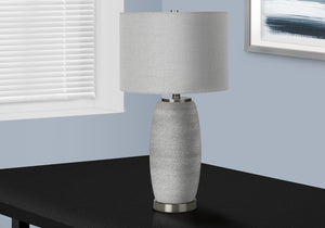 Monarch Specialties Lighting, 25"H, Table Lamp, Grey Ceramic, Grey Shade, Modern Grey,Silver, Silver Ceramic,Metal I 9711