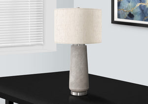 Monarch Specialties Lighting, 29"H, Table Lamp, Grey Resin, Ivory / Cream Shade, Modern Grey,Ivory,Silver, Ivory,Silver Polyresin,Metal I 9712