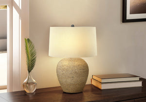 Monarch Specialties Lighting, 25"H, Table Lamp, Rattan, Beige Shade, Transitional Beige,Black, Black Rattan,Metal I 9713