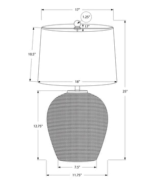 Monarch Specialties Lighting, 25"H, Table Lamp, Rattan, Beige Shade, Transitional Beige,Black, Black Rattan,Metal I 9713