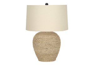 Monarch Specialties Lighting, 25"H, Table Lamp, Rattan, Beige Shade, Transitional Beige,Black, Black Rattan,Metal I 9713