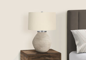 Monarch Specialties Lighting, 25"H, Table Lamp, Cream Concrete, Beige Shade, Contemporary Cream,Beige,Silver, Beige,Silver Concrete,Metal I 9714