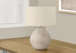 Monarch Specialties Lighting, 25"H, Table Lamp, Cream Concrete, Beige Shade, Contemporary Cream,Beige,Silver, Beige,Silver Concrete,Metal I 9714