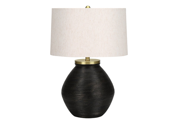 Monarch Specialties Lighting, 25"H, Table Lamp, Black Concrete, Ivory / Cream Shade, Contemporary Black,Ivory, Ivory Concrete,Metal I 9715