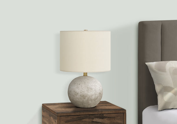 Monarch Specialties Lighting, 20"H, Table Lamp, Grey Concrete, Ivory / Cream Shade, Contemporary Grey,Ivory, Ivory Concrete,Metal I 9717