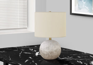 Monarch Specialties Lighting, 20"H, Table Lamp, Grey Concrete, Ivory / Cream Shade, Contemporary Grey,Ivory, Ivory Concrete,Metal I 9717