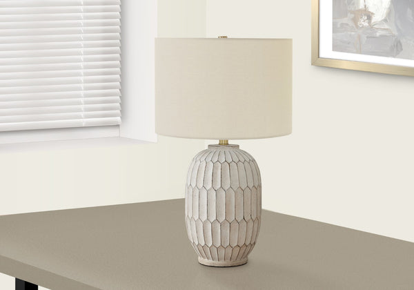 Monarch Specialties Lighting, 24"H, Table Lamp, Cream Resin, Ivory / Cream Shade, Transitional Cream,Ivory, Ivory Polyresin,Metal I 9720