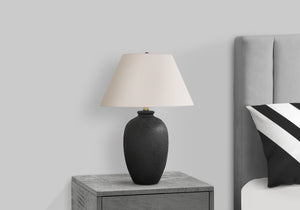 Monarch Specialties Lighting, 24"H, Table Lamp, Black Ceramic, Ivory / Cream Shade, Modern Black,Ivory, Ivory Ceramic,Metal I 9721