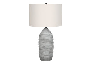 Monarch Specialties Lighting, 27"H, Table Lamp, Grey Resin, Ivory / Cream Shade, Modern Grey,Black,Ivory, Black,Ivory Polyresin,Metal I 9723