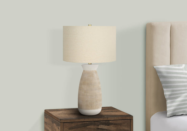 Monarch Specialties Lighting, 27"H, Table Lamp, Cream Ceramic, Beige Shade, Contemporary Cream,Beige, Beige Ceramic,Metal I 9724