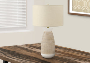 Monarch Specialties Lighting, 27"H, Table Lamp, Cream Ceramic, Beige Shade, Contemporary Cream,Beige, Beige Ceramic,Metal I 9724