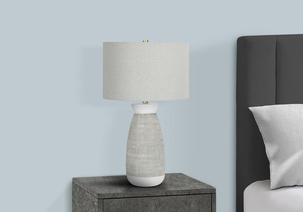 Monarch Specialties Lighting, 27"H, Table Lamp, Grey Ceramic, Grey Shade, Contemporary Grey Ceramic,Metal I 9725