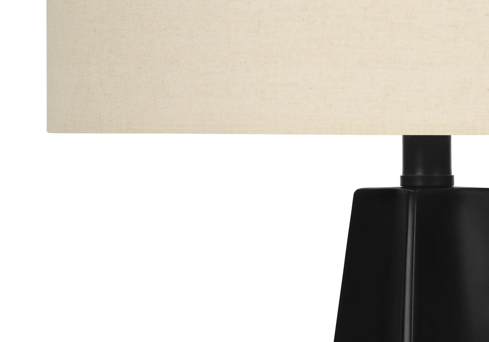 Monarch Specialties Lighting, 27"H, Table Lamp, Black Resin, Beige Shade, Modern Black,Beige, Beige Polyresin,Metal I 9726