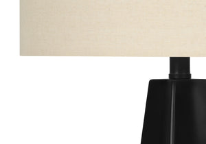 Monarch Specialties Lighting, 27"H, Table Lamp, Black Resin, Beige Shade, Modern Black,Beige, Beige Polyresin,Metal I 9726