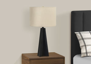 Monarch Specialties Lighting, 27"H, Table Lamp, Black Resin, Beige Shade, Modern Black,Beige, Beige Polyresin,Metal I 9726