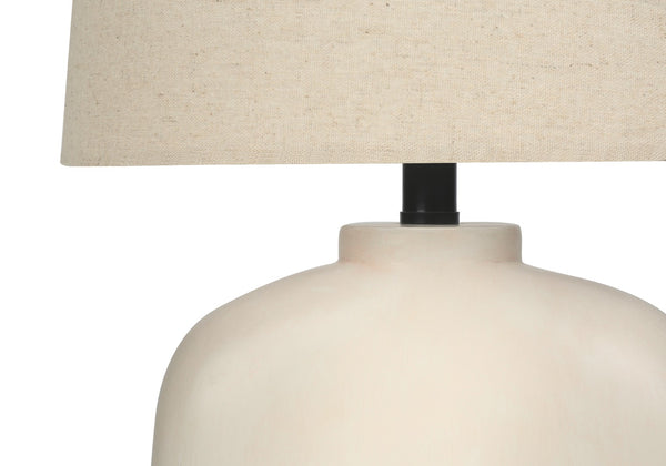 Monarch Specialties Lighting, 25"H, Table Lamp, Cream Resin, Beige Shade, Modern Cream,Beige,Black, Beige,Black Polyresin,Metal I 9728