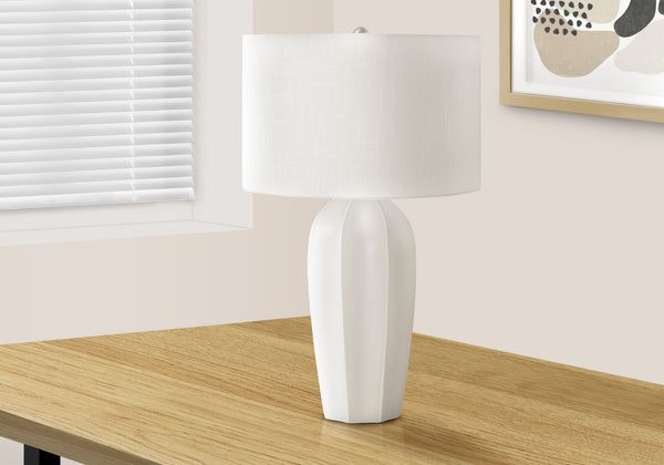 Monarch Specialties Lighting, 27"H, Table Lamp, Cream Ceramic, Ivory / Cream Shade, Modern Cream,Ivory,Silver, Ivory,Silver Ceramic,Metal I 9731