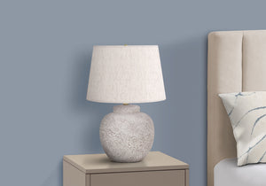 Monarch Specialties Lighting, 22"H, Table Lamp, Cream Concrete, Ivory / Cream Shade, Modern Cream,Ivory, Ivory Concrete,Metal I 9732