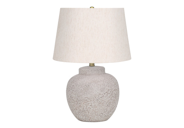 Monarch Specialties Lighting, 22"H, Table Lamp, Cream Concrete, Ivory / Cream Shade, Modern Cream,Ivory, Ivory Concrete,Metal I 9732
