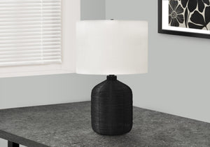 Monarch Specialties Lighting, 23"H, Table Lamp, Black Rattan, Ivory / Cream Shade, Modern Black,Ivory, Ivory Rattan,Metal I 9734