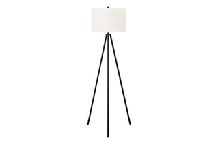 Monarch Specialties Lighting, 63"H, Floor Lamp, Black Metal, Ivory / Cream Shade, Contemporary Black,Ivory, Ivory Metal,Polyester I 9735