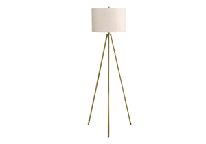 Monarch Specialties Lighting, 63"H, Floor Lamp, Brass Metal, Ivory / Cream Shade, Contemporary Ivory Metal,Polyester I 9736
