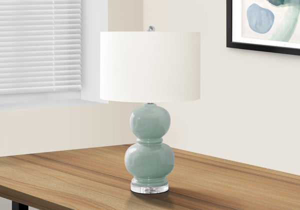 Monarch Specialties Lighting, 25"H, Table Lamp, Blue Ceramic, Ivory / Cream Shade, Contemporary, Modern Blue,Ivory, Ivory Ceramic,Acrylic,Metal,Polyester I 9743