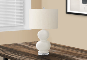 Monarch Specialties Lighting, 25"H, Table Lamp, Cream Ceramic, Ivory / Cream Shade, Contemporary, Modern Cream,Ivory, Ivory Ceramic,Acrylic,Metal,Polyester I 9744