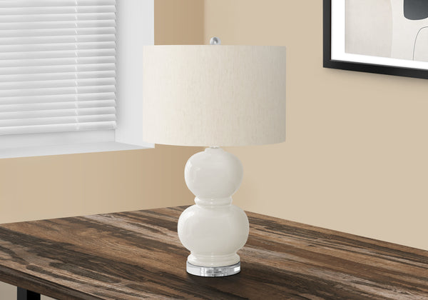 Monarch Specialties Lighting, 25"H, Table Lamp, Cream Ceramic, Ivory / Cream Shade, Contemporary, Modern Cream,Ivory, Ivory Ceramic,Acrylic,Metal,Polyester I 9744
