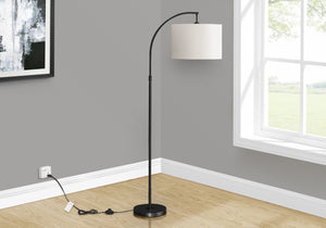 Monarch Specialties Lighting, 65"H, Floor Lamp, Black Metal, Ivory / Cream Shade, Contemporary Black,Ivory, Ivory Metal,Polyester I 9749