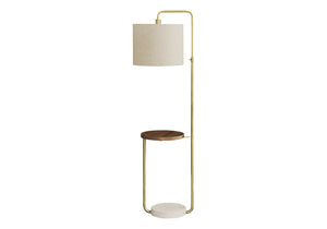 Monarch Specialties Lighting, 67"H, Floor Lamp, Usb Port Included, Brass Metal, Beige Shade, Contemporary Gold,Beige,Brown, Beige,Brown Metal,Linen,Mdf,Polyester,Polyresin I 9754