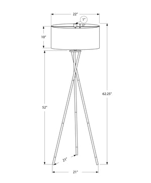 Monarch Specialties Lighting, 62"H, Floor Lamp, Black Metal, Ivory / Cream Shade, Contemporary Black,Ivory, Ivory Metal,Polyester I 9756