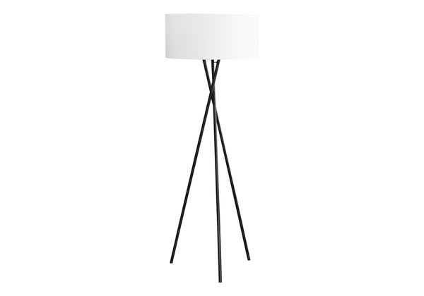 Monarch Specialties Lighting, 62"H, Floor Lamp, Black Metal, Ivory / Cream Shade, Contemporary Black,Ivory, Ivory Metal,Polyester I 9756