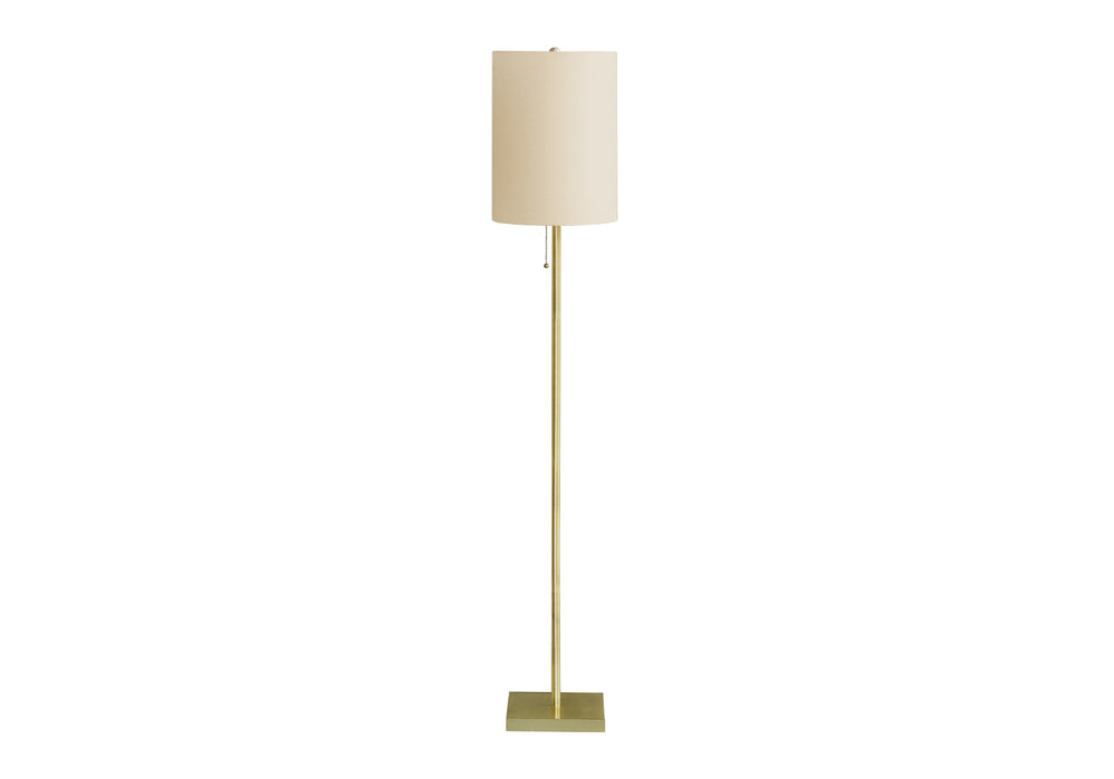 Monarch Specialties Lighting, 62"H, Floor Lamp, Brass Metal, Ivory / Cream Shade, Contemporary Gold,Ivory, Ivory Metal,Linen,Polyester I 9759