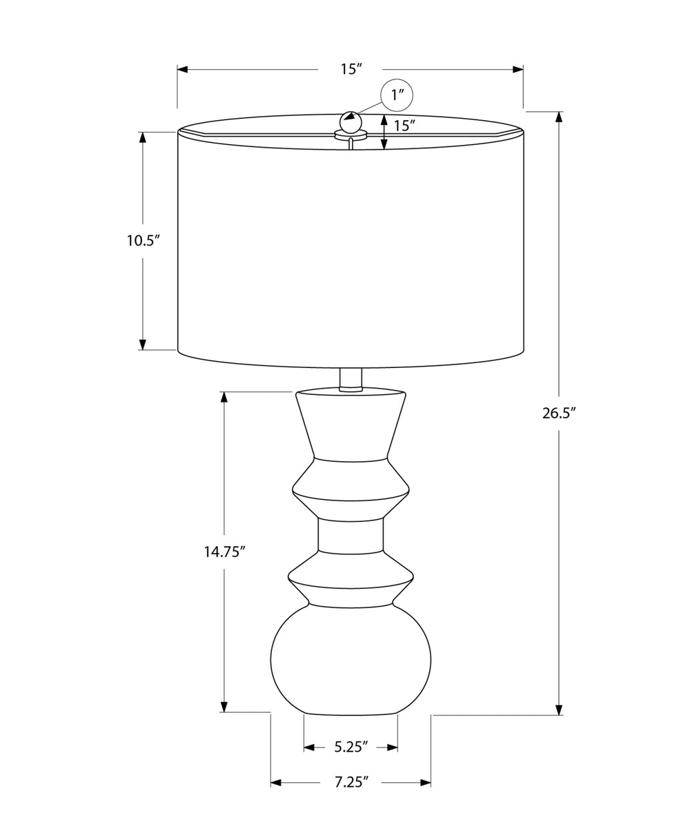 Monarch Specialties Lighting, 26"H, Table Lamp, Cream Ceramic, Ivory / Cream Shade, Contemporary Cream,Ivory, Ivory Ceramic,Metal,Polyester I 9762