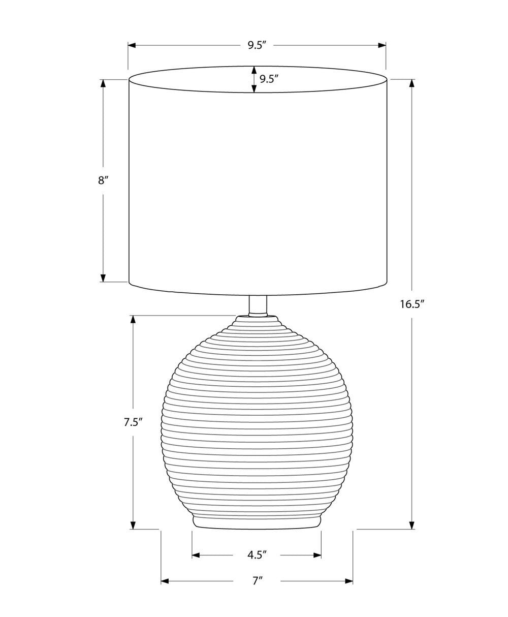 Monarch Specialties Lighting, 16"H, Table Lamp, Black Resin, Ivory / Cream Shade, Contemporary Black,Ivory, Ivory Polyresin,Metal,Polyester I 9764