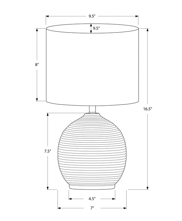 Monarch Specialties Lighting, 16"H, Table Lamp, Black Resin, Ivory / Cream Shade, Contemporary Black,Ivory, Ivory Polyresin,Metal,Polyester I 9764